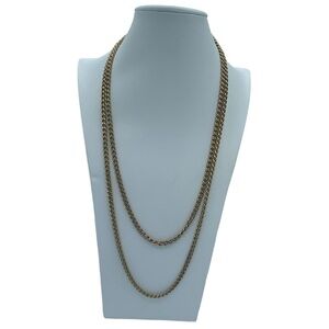 Vintage trifari crown long chain curbed gold tone double